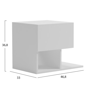 BEDSIDE NIGHTSTAND CASPIAN FK9071.11 MELAMINE IN WHITE 46.8x33x36.8Hcm. BEDSIDE NIGHTSTAND CASPIAN FK9071.11 MELAMINE IN WHITE 46.8x33x36.8Hcm.