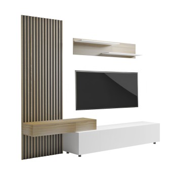 TV FURNITURE COMBO DORT FK18076.01 MELAMINE IN SONAMA-WHITE 249.5x42.2x199.5Hcm.