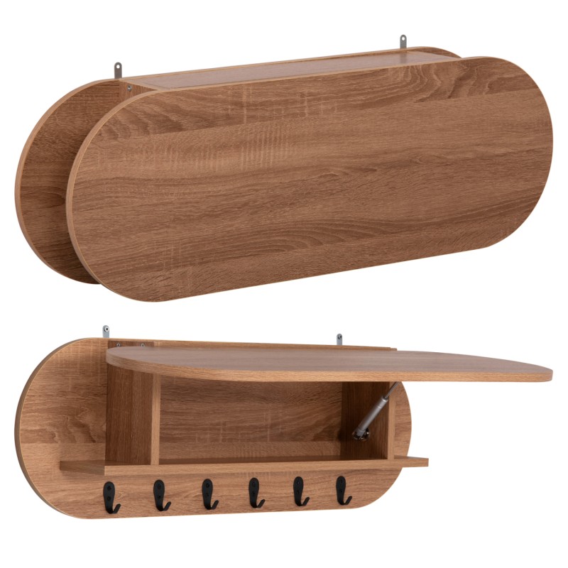 ENTRYWAY HANGER WITH CABINET SHELF STOR FK18078.02 MELAMINE IN SONAMA 84x15.5x28.5Hcm. ENTRYWAY HANGER WITH CABINET SHELF STOR FK18078.02 MELAMINE IN SONAMA 84x15.5x28.5Hcm.