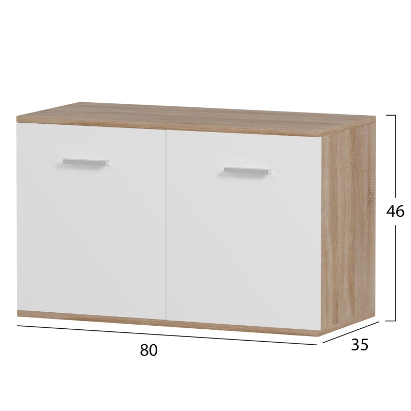 SHOE CABINET DIONNE FK4363 MELAMINE IN SONAMA-WHITE 80x35x46Hcm. SHOE CABINET DIONNE FK4363 MELAMINE IN SONAMA-WHITE 80x35x46Hcm.