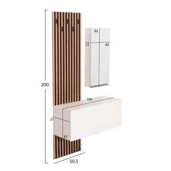 ENTRYWAY FURNITURE SET WITH MIRROR MYLES FK18080.01 MELAMINE IN SONAMA-WHITE 100x37x200Hcm. ENTRYWAY FURNITURE SET WITH MIRROR MYLES FK18080.01 MELAMINE IN SONAMA-WHITE 100x37x200Hcm.
