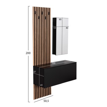 ENTRYWAY FURNITURE SET WITH MIRROR MYLES FK18080.02 MELAMINE IN SONAMA-GREY 100x37x200Hcm. ENTRYWAY FURNITURE SET WITH MIRROR MYLES FK18080.02 MELAMINE IN SONAMA-GREY 100x37x200Hcm.