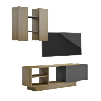 TV FURNITURE SET TYSON FK18081 MELAMINE IN SONAMA-GREY 140x31.5x43.5Hcm.