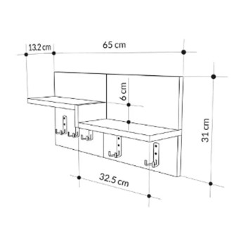 ENTRYWAY HANGER WITH SHELF NYDA FK18079.01 MELAMINE IN SONAMA-WHITE 65x13.2x31Hcm. ENTRYWAY HANGER WITH SHELF NYDA FK18079.01 MELAMINE IN SONAMA-WHITE 65x13.2x31Hcm.