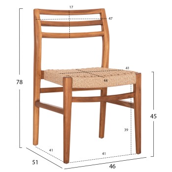 DINING CHAIR HERRIN FK18231 TEAK WOOD-VIRO ROPE 46x51x78Hcm.