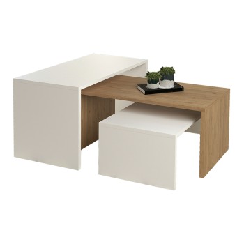 COFFEE TABLES 3PCS SET BENTIL FK9444.11 MELAMINE IN SONAMA-WHITE 65x35x45Hcm.