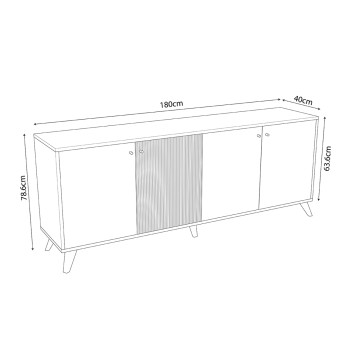 BUFFET KRUDEN FK9446.11 MELAMINE IN BLACK-NATURAL 180x40x78.6Hcm. BUFFET KRUDEN FK9446.11 MELAMINE IN BLACK-NATURAL 180x40x78.6Hcm.