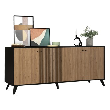 BUFFET KRUDEN FK9446.11 MELAMINE IN BLACK-NATURAL 180x40x78.6Hcm.