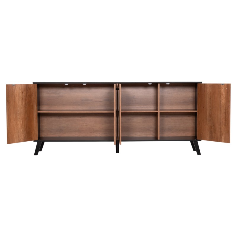 BUFFET KRUDEN FK9446.11 MELAMINE IN BLACK-NATURAL 180x40x78.6Hcm. BUFFET KRUDEN FK9446.11 MELAMINE IN BLACK-NATURAL 180x40x78.6Hcm.