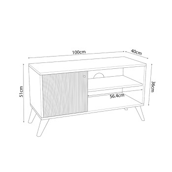 TV STAND/CABINET KRUDEN FK9443.11 MELAMINE IN BLACK-NATURAL 100x40x51Hcm. TV STAND/CABINET KRUDEN FK9443.11 MELAMINE IN BLACK-NATURAL 100x40x51Hcm.