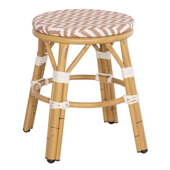 ALUMINUM ROUND STOOL CHINO FK6285.04 BAMBOO LOOK-TEXTILENE WHITE & BROWN Φ36x46Hcm. ALUMINUM ROUND STOOL CHINO FK6285.04 BAMBOO LOOK-TEXTILENE WHITE & BROWN Φ36x46Hcm.