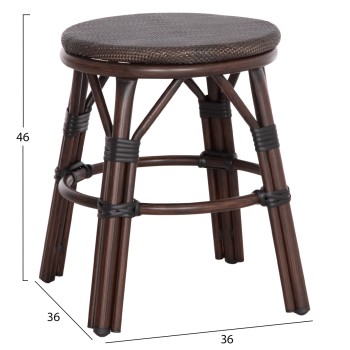 ALUMINUM ROUND STOOL CHINO FK6285.01 BAMBOO LOOK BROWN-TEXTILENE BROWN Φ36x46Hcm. ALUMINUM ROUND STOOL CHINO FK6285.01 BAMBOO LOOK BROWN-TEXTILENE BROWN Φ36x46Hcm.