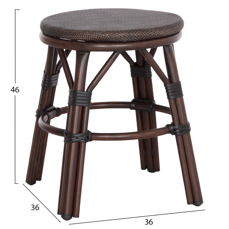 ALUMINUM ROUND STOOL CHINO FK6285.01 BAMBOO LOOK BROWN-TEXTILENE BROWN Φ36x46Hcm. ALUMINUM ROUND STOOL CHINO FK6285.01 BAMBOO LOOK BROWN-TEXTILENE BROWN Φ36x46Hcm.