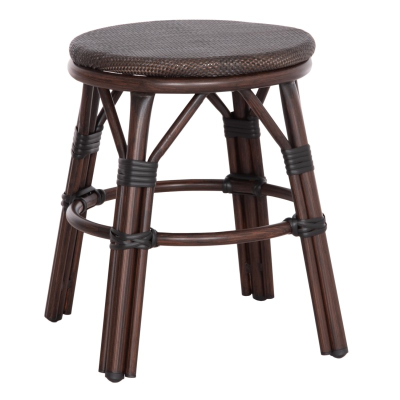 ALUMINUM ROUND STOOL CHINO FK6285.01 BAMBOO LOOK BROWN-TEXTILENE BROWN Φ36x46Hcm. ALUMINUM ROUND STOOL CHINO FK6285.01 BAMBOO LOOK BROWN-TEXTILENE BROWN Φ36x46Hcm.