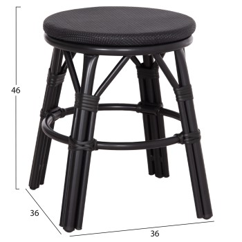 ALUMINUM ROUND STOOL CHINO FK6285.02 BAMBOO LOOK & TEXTILENE IN BLACK Φ36x46Hcm. ALUMINUM ROUND STOOL CHINO FK6285.02 BAMBOO LOOK & TEXTILENE IN BLACK Φ36x46Hcm.