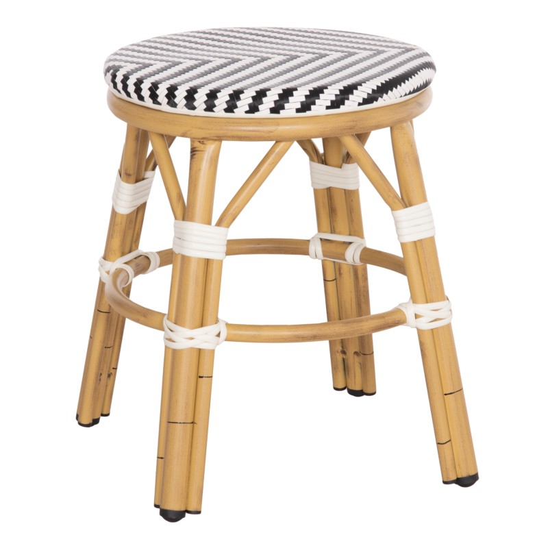 ALUMINUM ROUND STOOL CHINO FK6285.03 BAMBOO LOOK-TEXTILENE IN WHITE-BLACK Φ36x46Hcm. ALUMINUM ROUND STOOL CHINO FK6285.03 BAMBOO LOOK-TEXTILENE IN WHITE-BLACK Φ36x46Hcm.