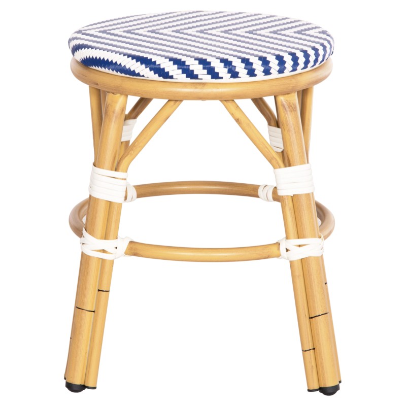 ALUMINUM ROUND STOOL CHINO FK6285.05 BAMBOO LOOK-TEXTILENE WHITE & BLUE Φ36x46Hcm. ALUMINUM ROUND STOOL CHINO FK6285.05 BAMBOO LOOK-TEXTILENE WHITE & BLUE Φ36x46Hcm.