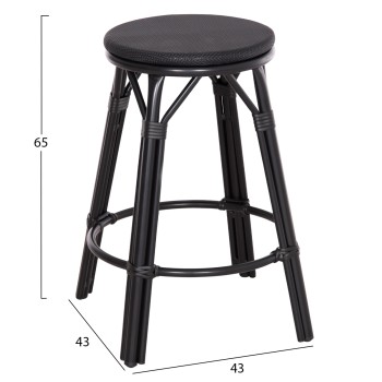 ALUMINUM MEDIUM HEIGHT BAR STOOL CHINO FK6286.02 BAMBOO LOOK & TEXTILENE IN BLACK 43x43x65Hcm. ALUMINUM MEDIUM HEIGHT BAR STOOL CHINO FK6286.02 BAMBOO LOOK & TEXTILENE IN BLACK 43x43x65Hcm.