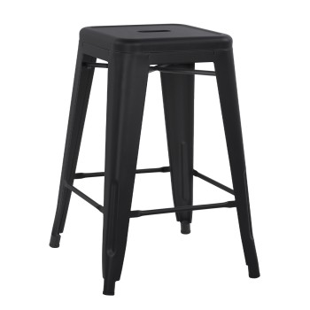 BAR STOOL MEDIUM HEIGHT MELITA-PRO FK8573.42 METAL IN MATTE BLACK 43x43x67Hcm.