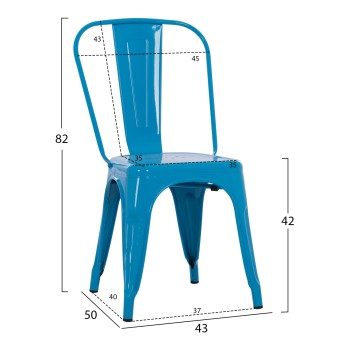 DINING CHAIR MELITA-PRO FK8641.48 METAL IN BLUE 44x47x84.5Hcm.