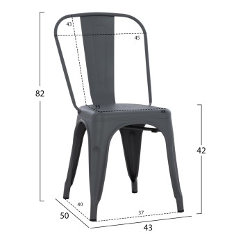 DINING CHAIR MELITA-PRO FK8641.50 METAL IN GREY 44x47x84.5Hcm.