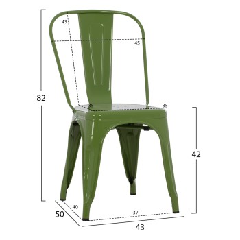 DINING CHAIR MELITA-PRO FK8641.53 METAL IN LIGHT OLIVE GREEN 44x47x84.5Hcm.