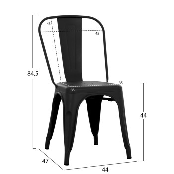DINING CHAIR MELITA-PRO FK8641.42 METAL IN MATTE BLACK 44x47x84.5Hcm.