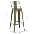 BAR STOOL WITH BACKREST MELITA-PRO FK8643.43 METAL IN DARK OLIVE GREEN 42x42x100Hcm. BAR STOOL WITH BACKREST MELITA-PRO FK8643.43 METAL IN DARK OLIVE GREEN 42x42x100Hcm.