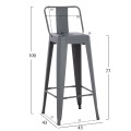 BAR STOOL WITH BACKREST MELITA-PRO FK8643.50 METAL IN GREY 42x42x100Hcm. BAR STOOL WITH BACKREST MELITA-PRO FK8643.50 METAL IN GREY 42x42x100Hcm.