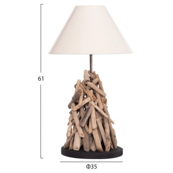 TABLE LAMP TWIGGY FK4423 DRIFTWOOD & WHITE CAP Φ35x61Hcm.