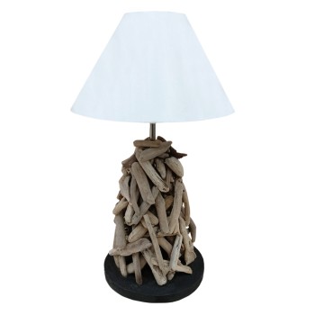 TABLE LAMP TWIGGY FK4423 DRIFTWOOD & WHITE CAP Φ35x61Hcm.