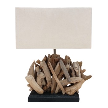 TABLE LAMP RECTANGULAR TWIGGY FK4424 DRIFTWOOD & WHITE CAP 35.5x15x47Hcm.