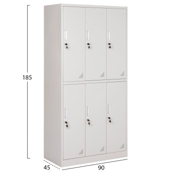 LOCKER METALLIC BRAILA FK5546.11 6 CABINETS WITH KEY LOCKS IN LIGHT GREY 90x45x185Hcm. LOCKER METALLIC BRAILA FK5546.11 6 CABINETS WITH KEY LOCKS IN LIGHT GREY 90x45x185Hcm.