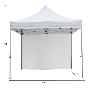 GAZEBO HEAVY DUTY WITH SIDEWALL SHADE CRESSEN FK21097 FOLDABLE-ALUMINUM SILVER FRAME-WHITE 3x3x3,4FK