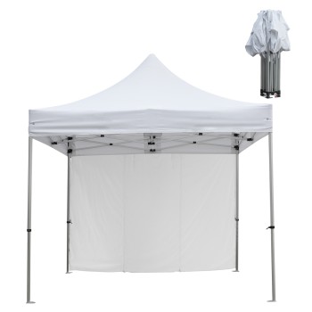 GAZEBO HEAVY DUTY WITH SIDEWALL SHADE CRESSEN FK21097 FOLDABLE-ALUMINUM SILVER FRAME-WHITE 3x3x3,4FK
