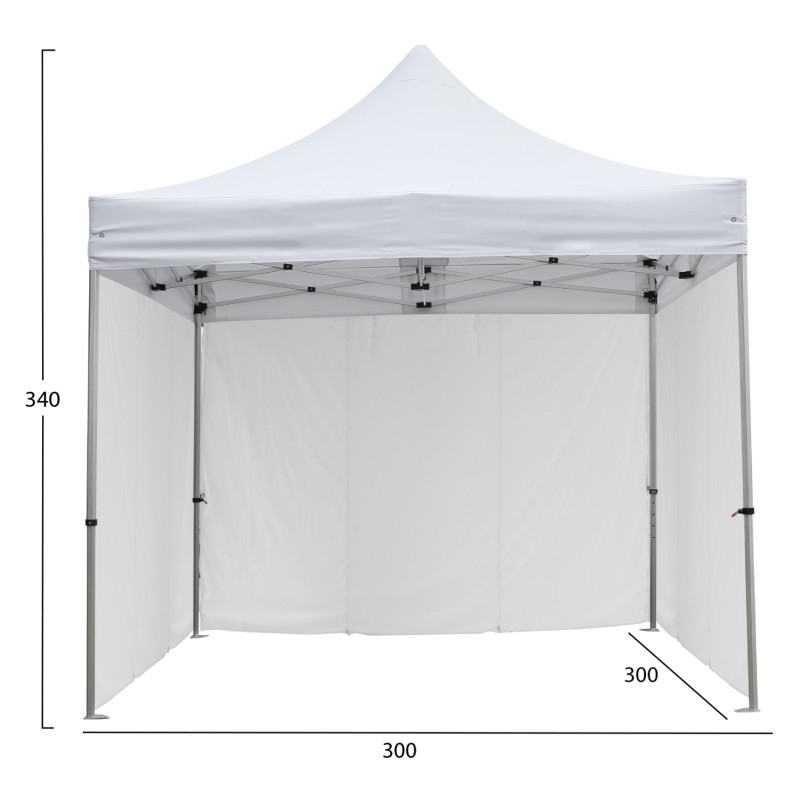 GAZEBO HEAVY DUTY WITH 3 SIDEWALL SHADES CRESSEN FK21097.01 FOLDABLE-ALUMINUM SILVER FRAME-WHITE 3x3x3,4FK GAZEBO HEAVY DUTY WITH 3 SIDEWALL SHADES CRESSEN FK21097.01 FOLDABLE-ALUMINUM SILVER FRAME-WHITE 3x3x3,4FK
