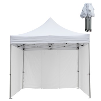 GAZEBO HEAVY DUTY WITH 3 SIDEWALL SHADES CRESSEN FK21097.01 FOLDABLE-ALUMINUM SILVER FRAME-WHITE 3x3x3,4FK