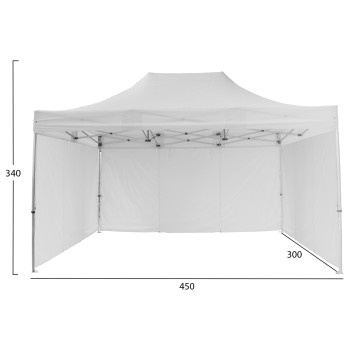GAZEBO WITH 3 SIDEWALL SHADES CRESSEN FK21098.01 FOLDABLE-ALUMINUM SILVER FRAME-WHITE 3x4.5x3.4FK