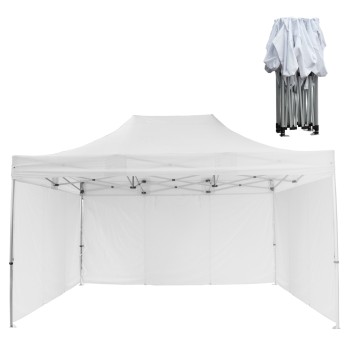 GAZEBO WITH 3 SIDEWALL SHADES CRESSEN FK21098.01 FOLDABLE-ALUMINUM SILVER FRAME-WHITE 3x4.5x3.4FK