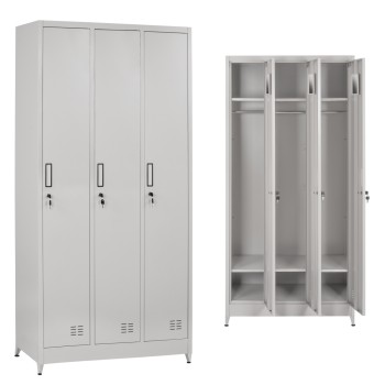 METAL TRIPLE LOCKER WITH KEYLOCKS & LEGS ALTONA FK21103 GREY 90x45x185Hcm.