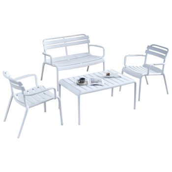 OUTDOOR LOUNGE SET 4PCS KORVER FK21096.01 POLYPROPYLENE IN WHITE OUTDOOR LOUNGE SET 4PCS KORVER FK21096.01 POLYPROPYLENE IN WHITE