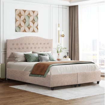 BED MALENA FK638.22 BEIGE FABRIC t.NUBUCK FOR MATTRESS 150x200cm. BED MALENA FK638.22 BEIGE FABRIC t.NUBUCK FOR MATTRESS 150x200cm.
