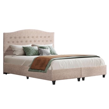 BED MALENA FK638.22 BEIGE FABRIC t.NUBUCK FOR MATTRESS 150x200cm.