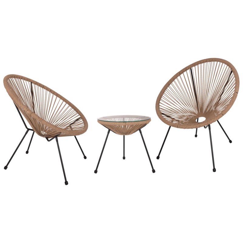OUTDOOR LOUNGE SET 3PCS ACAPULCO FK21100 TWISTED WICKER-METAL OUTDOOR LOUNGE SET 3PCS ACAPULCO FK21100 TWISTED WICKER-METAL