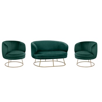 LIVING ROOM 3PCS SET ARIEN FK11051.03 CYPRESS GREEN VELVET-GOLD BASES