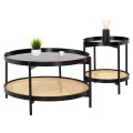 COFFEE TABLES 2PCS SET SEITZ FK21086 METAL-SYNTHETIC RATTAN Φ80cm & Φ50cm