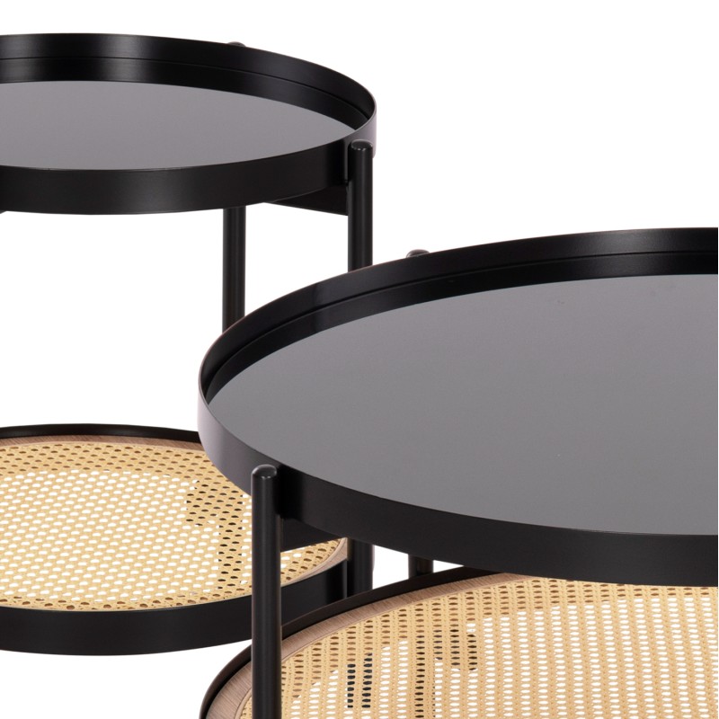 COFFEE TABLES 2PCS SET SEITZ FK21086 METAL-SYNTHETIC RATTAN Φ80cm & Φ50cm