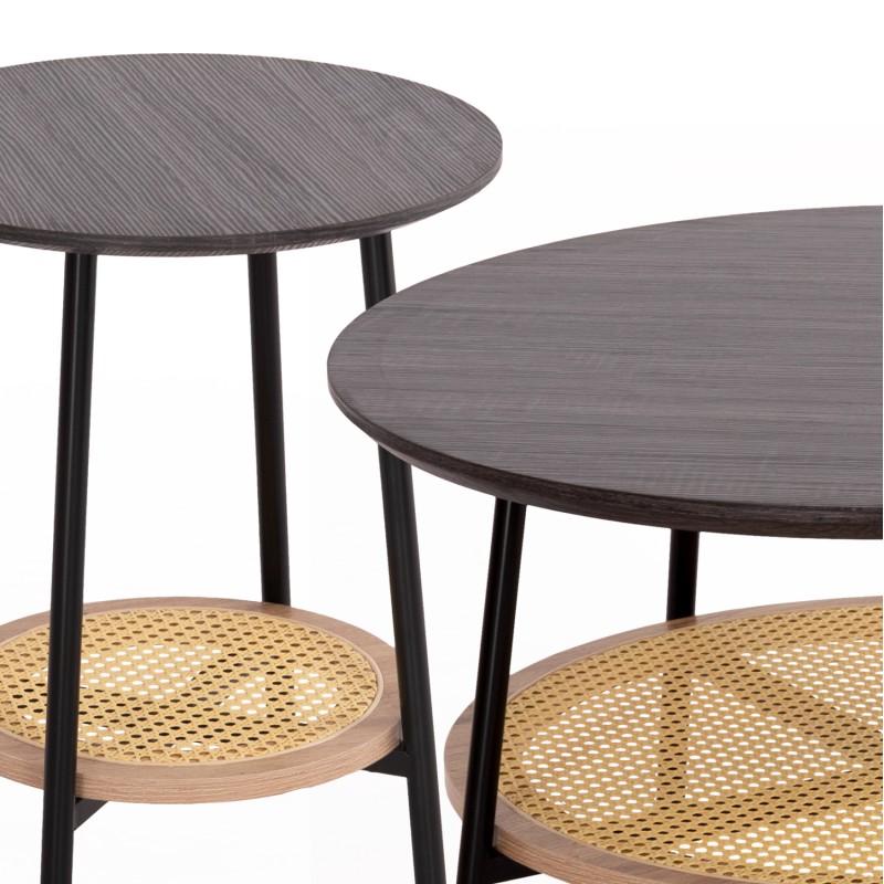 COFFEE TABLES 2PCS SET SEWELL FK21087 MDF-METAL-SYNTHETIC RATTAN Φ80cm & Φ45cm COFFEE TABLES 2PCS SET SEWELL FK21087 MDF-METAL-SYNTHETIC RATTAN Φ80cm & Φ45cm