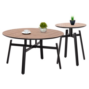 COFFEE TABLES 2PCS SET NORTON FK21088 MDF-METAL Φ80cm & Φ45cm