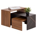 COFFEE TABLES 3PCS SET BENTIL FK9444.12 MELAMINE IN WALNUT-BLACK MARBLE 65x35x45Hcm. COFFEE TABLES 3PCS SET BENTIL FK9444.12 MELAMINE IN WALNUT-BLACK MARBLE 65x35x45Hcm.